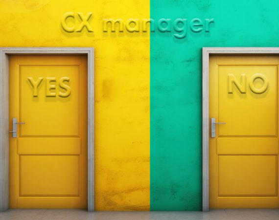 2 doors showing the options of having or not a CX manager on business