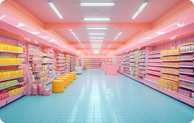 a colorful supermarket with good CX